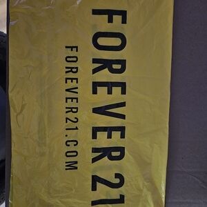 Forever 21 Bright Yellow Bag with Black Text